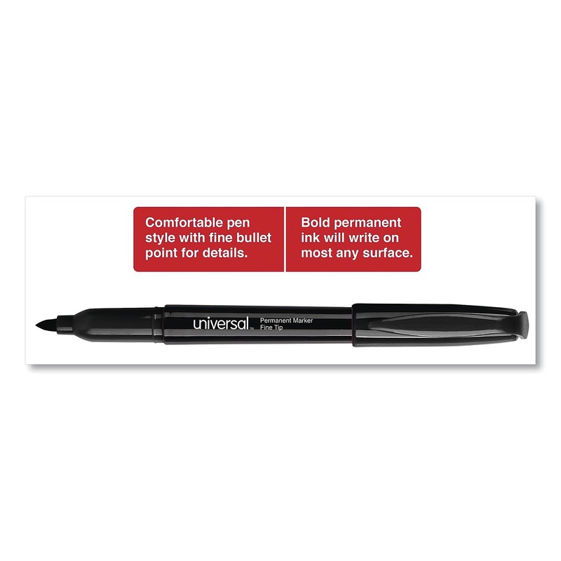 Universal UNV07071 Fine Bullet Tip Pen-Style Permanent Marker - Black
