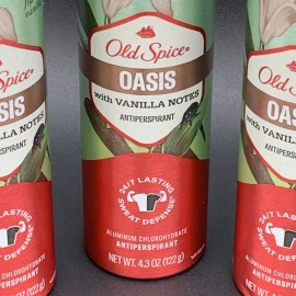 Old Spice Oasis Deodorant Antiperspirant Dry Spray 4.3 oz 3 Pack Vanilla Notes