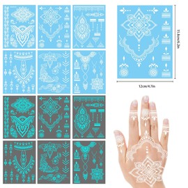 Luminous Temporary Tattoos 6 Sheet Mandala Flower Tattoo Stickers for Women Girls Glow in the Dark White Lace Waterproof Fake Tattoos for Wedding Festival Neck Chest Arm Body Art A7YGHNWST