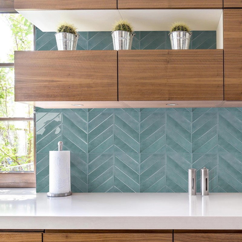 STICKGOO 10 Sheets Thicker Herringbone Peel and Stick Backsplash, 12.6”×9.7”