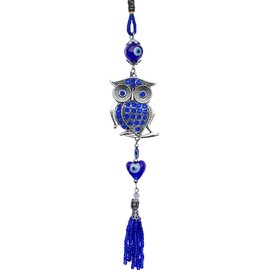 Blue Evil Eye Owl Car or Wall Decor Charm Hanging for Protection (with a Betterdecor Pouch)-25