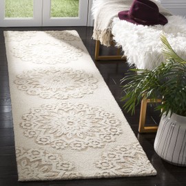 Safavieh Blossom Collection BLM108B Handmade Premium Wool Runner, 2'3" x 8' , Ivory / Beige