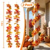 2 Pack 5.9Ft Artificial Autumn Maple Leaf Garland, Fall Leaves