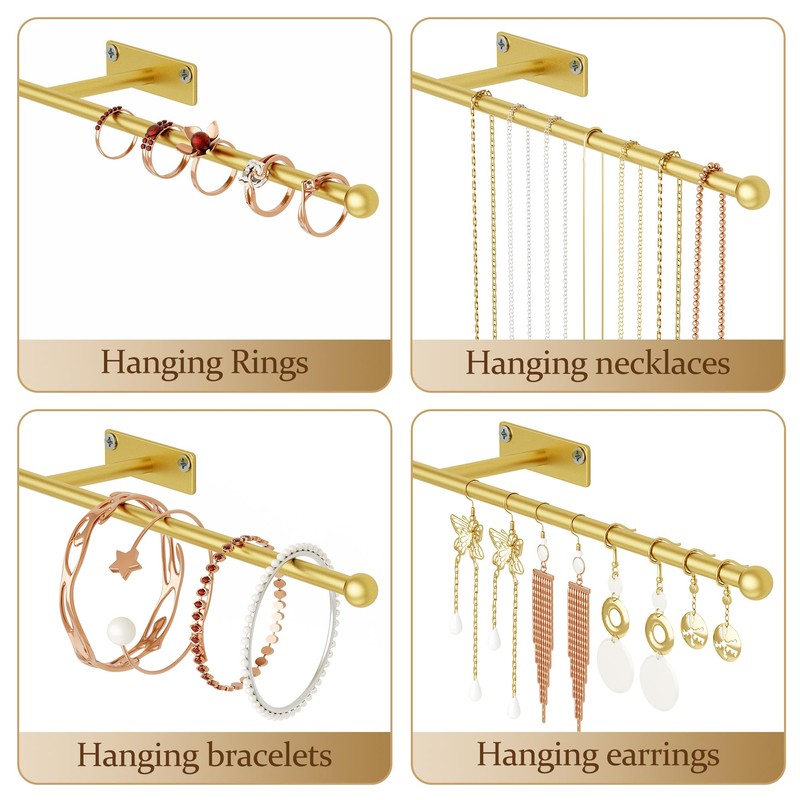 Wall Hanging Jewelry Organizer: 12.6'' Necklace Holder for Earring, Bracelet,