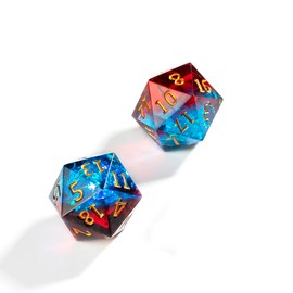 Yourandoll 2pcs Polyhedral Dice D20 Dice 20-Sided Resin Dice 22mm for Dungeons and Dragons, DND, TRPG, MTG and More Table Games (Red Blue)
