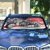 Car Windshield Sun Shade Black Motorcycle with American Flag Foldable
