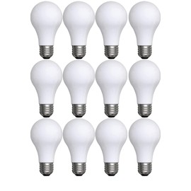 (12 Bulbs) GE Lighting 99190 General Purpose Classic Shape A19 Soft White LED 8 watt (60-Watt Replacement), 760-Lumen Medium Base, Frosted White