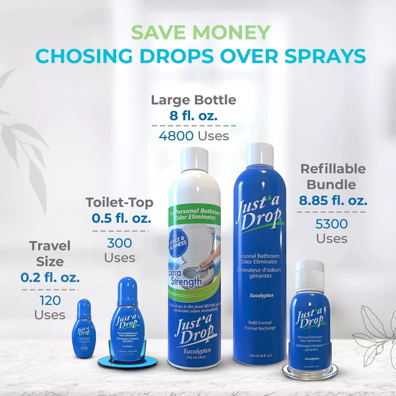 Just A Drop Toilet Odor Eliminator Pack of 3 Eucalyptus