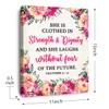 OTINGQD She is Clothed Proverbs 31:25 Canvas Wall Art,Bible Verse
