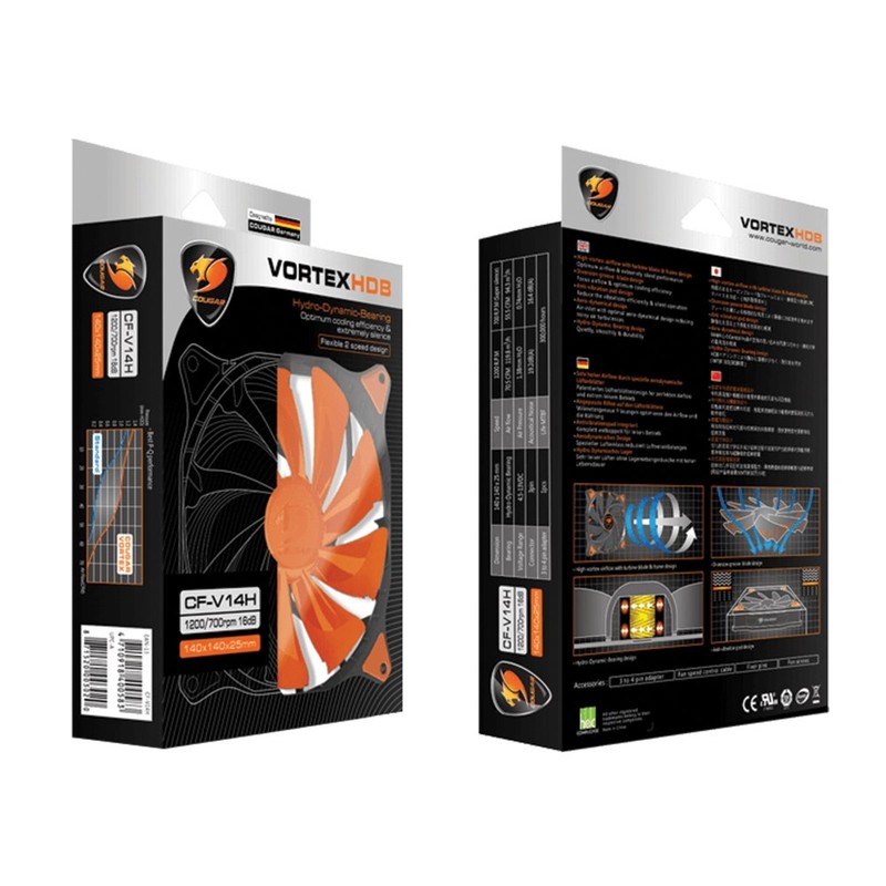 Cougar Vortex HDB 120 Cooling Fan CF-V12H, Orange