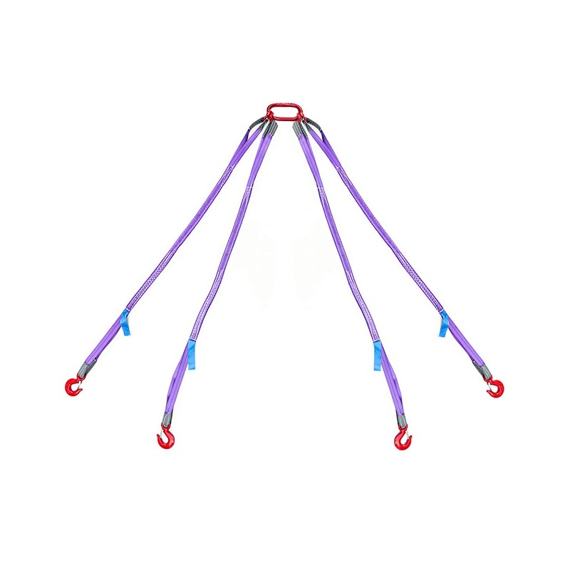 QWORK 5Ft Sling With 4 Legs Grab Hook and Adjuster,