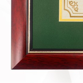 GraduatePro 11x14 Diploma Frame with Forest over Gold Mat or Display 15x18 Certificate without Mat, Solid Wood & UV Protection Acrylic, Cherry Finish with Gold Trim