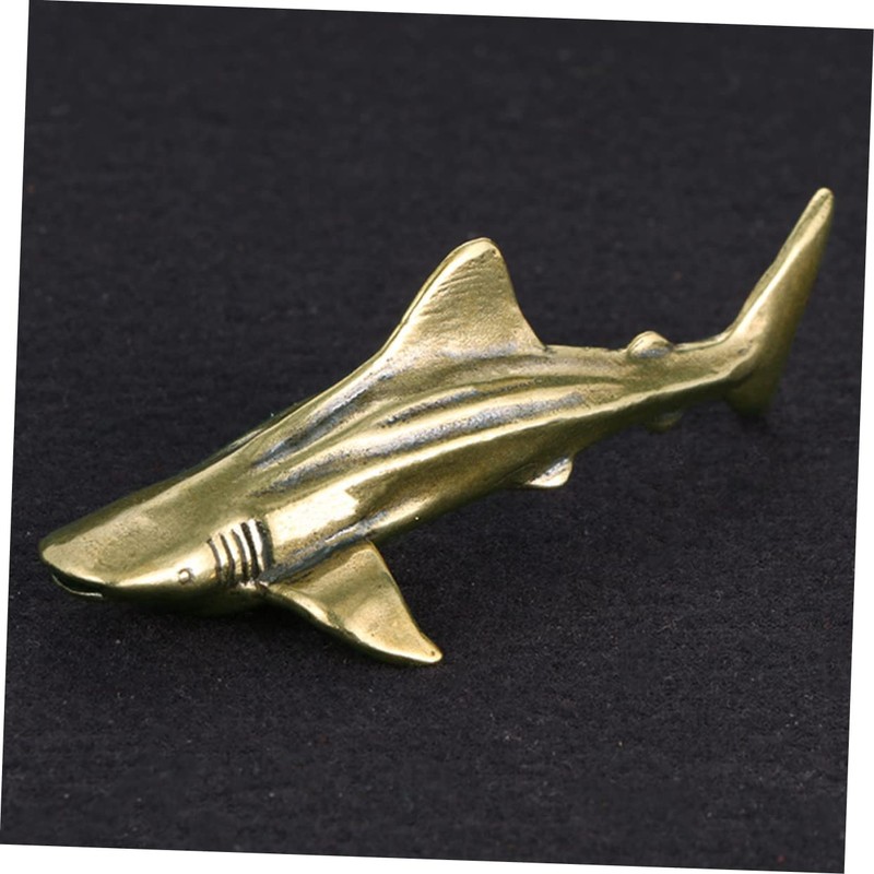iplusmile Brass Shark Figurine Creative Desktop Decor Exquisite Shark Shaped