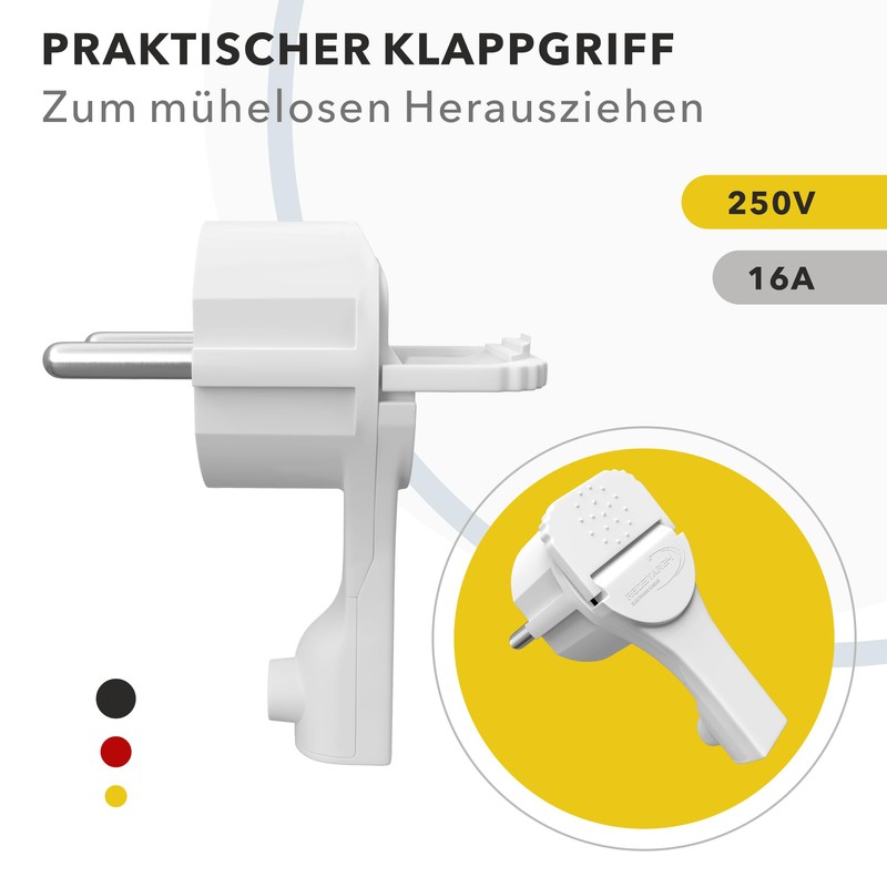 Safety angle plug, extra flat with bracket, plastic, 8 mm