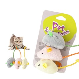 OKENTEN Cat Toy Mouse, 3 Pieces Interactive Cat Toy, for Cats Toy, Plush Mouse with Catnip Plush and Kitten Toy for Pets, Mice (B)