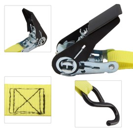 XSTRAP STANDARD Ratchet Tie Down Straps - 8PK - 1'' x 10 ft - 900 LB Break Strength Cargo Straps for Moving Appliances, Lawn Equipment, Motorcycle Yellow