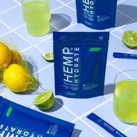 HEMP HYDRATE Lemon-Lime Electrolyte Powder Ready to Mix Powders Including Vitamins, Electrolytes and Provides Superior Hydration
