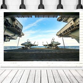 Aircraft Carrier Backdrop for Navy Party Decorations MEETSIOY 10x7ft Air Combat Fighter Military Theme Background for Party Photography Fighter Party Supplies RBJMYMT82