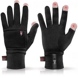 The Heat Company Polartec Liner Warm Touchscreen Winter Gloves for Men and Women, Quality from the Alps, Black, Perfect for Cycling and Running, black