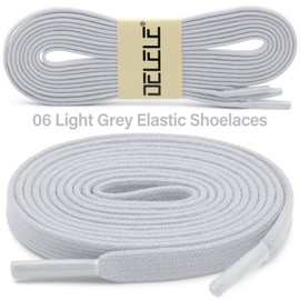 DELELE Flat Elastic Shoe Laces: Light Grey Stretch Shoelaces for Sneakers 2 Pair 43 inch