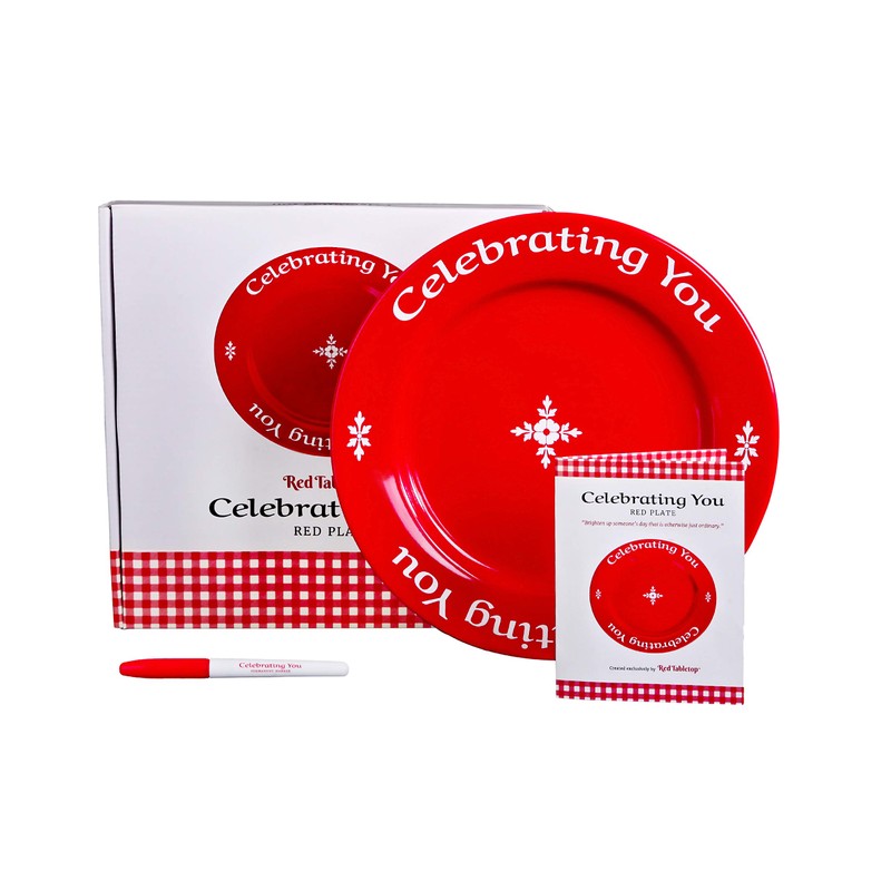 Four Celebrating You Red Plates in Gift Boxes, The Red