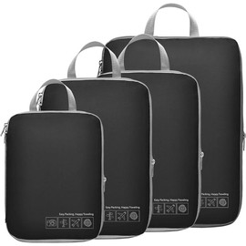 Packing Cubes for Travel - Travel Bags Luggage Organizers Travel Essentials  Cubes for Carry on Suitcases - Color: 01 Black, Size: 4 Set (1L+2M+1S)