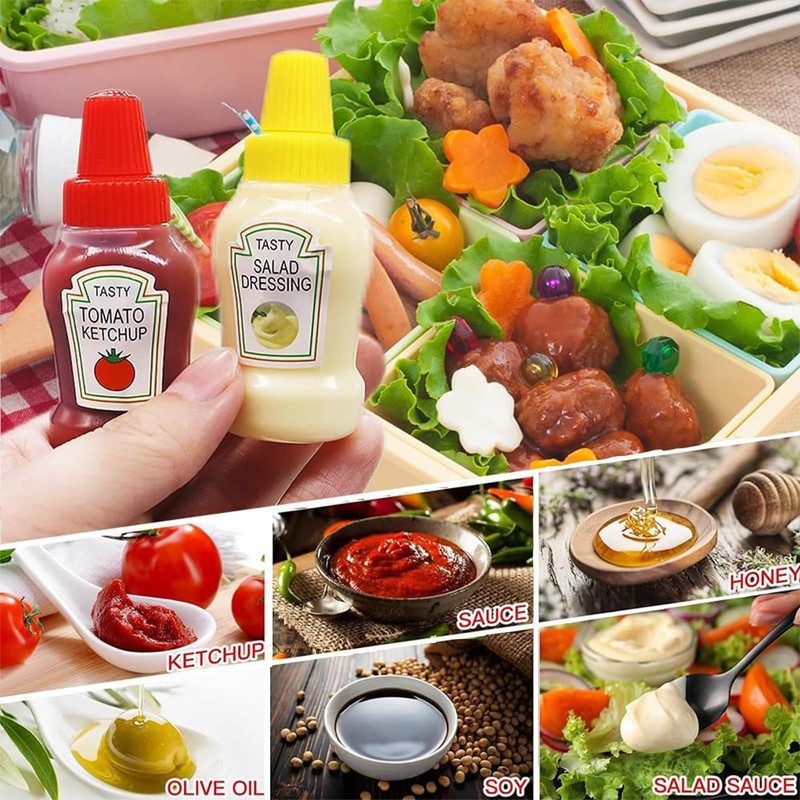 Mini Condiment Squeeze Bottles, 4 PCS Plastic Portable Seasoning Dispenser