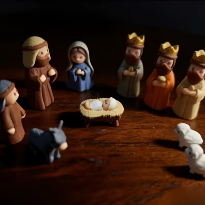 Handmade Mini Nativity Scene Set – Portable Pocket Size Christmas