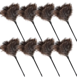 MehelloFeather Ostrich Feather Duster 15Inch Natural Fluffy Handheld Feather Dusters for Cleaning Keyboard Home Car Office (8PCS)