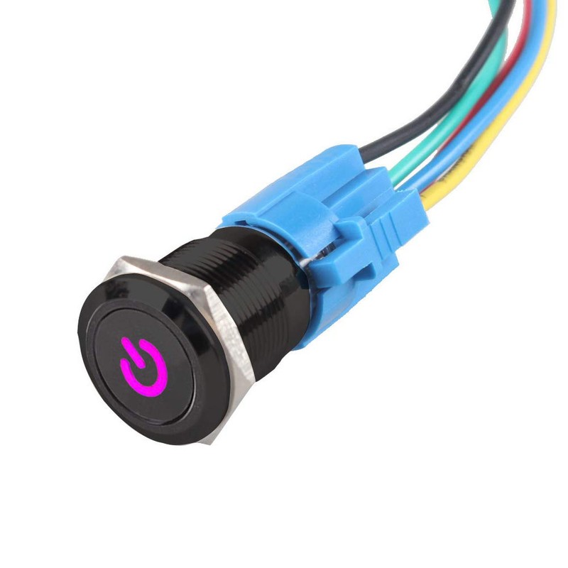 ESUPPORT 16mm 12V 3A Car Purple LED Light Power Metal