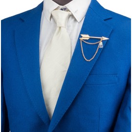 Knighthood Brooch Lapel Pin for Men Golden Arrow with Hanging Chain Lapel Pin Badge Coat Suit Wedding Gift Party Shirt Collar Accessories Golden