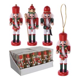 Zarivy Wooden Nutcracker Set of 3 Pieces Each Figurine Measures 4 x 3 x 12.5 cm in Assorted Colours and Patterns, Ideal for Decorating and Adding a Festive Touch to Your Home