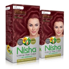 Nisha cream hair color no ammonia cream formula permanent Fashion Highlights and rich bright long-lasting colour Burgundy (pack of 2)