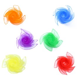 AKSIQIOL 6-Pack Sensory Stimulating Dance Scarves ，Soft Silk-like Square Fabrics ， Colorful Juggling Accessories for Children ，Multi-sensory Toddler Games ，60 x 60 cm