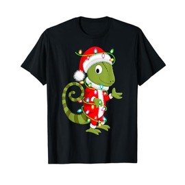 Chameleon Christmas Lights Santa Costume Cute Animal Xmas T-Shirt
