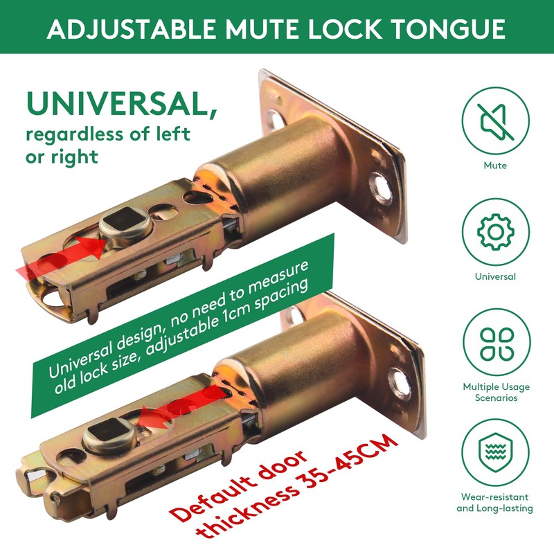 Mortice Latch 60/70mm Adjustable Passage Door Latch with Steel Panel
