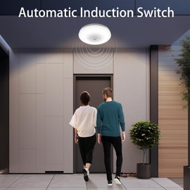 ACMHNC LED Ceiling Light with Motion Sensor, 18 W Round Ceiling Light with Sensor 6000 K Cool White Hallway Lamp Balcony Bathroom Garage Ceiling Lighting