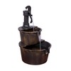 Alpine Corporation TIZ194BZ | Rustic Outdoor 2-Tier Barrel Pump Water