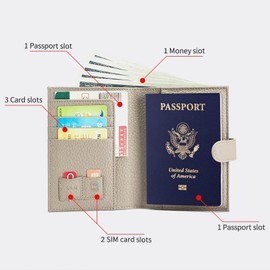 Genuine Leather Travel Passport Holder, Ultra-Thin Passport Book Holder With Cash Compartment and Zipped Coin Pocket, Passport holders suitable for international travel