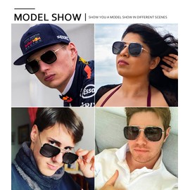 [SHEEN KELLY] レトロスクエアサングラスの男性と女性のファッションファインフレームメタルフレームトレンドサングラス