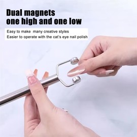 DANNEASY 2 IN 1 Cat Eye Nail Magnet for Nail Art Gel Nail Polish Magnet Wand Cat Eye Magnetic Nail Polish Strong Magnets Stick Multi-Function Manicure Tools for Nails Accessories Salon - Silver