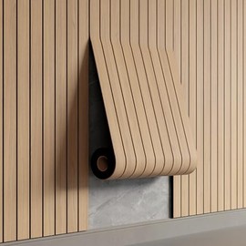 YU LI 3DH Peel and Stick PVC Slat Wall Panel 118"x15.75" Self-Adhesive Thick Faux Oak Wood Grain Wallpaper Panel 3D Soundproof Wall Panels for Walls & Ceilings