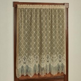Touch of Class Victorian Fleur de Lis Lace Window Treatment Scalloped Valance 56 x 23 Inches