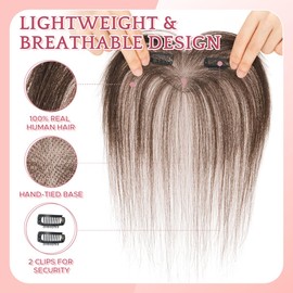 SEGO Pro Clip in Fringe Remy Human Hair Hand-Tied Seamless Clip on Bangs for Women with Temples Hairpieces, 9g/0.32oz, Curtain Fringe (Dark Brown)