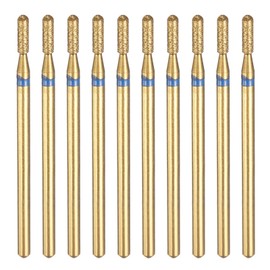 HARFINGTON 10pcs 200-230 Grits Diamond Grinding Bit 4mm Cylindrical Ball Head 2.35mm Shank 12mm Length Titanium Plated Stone Sanding Drill Bits Rotary Tool for Nails Grinding Polishing