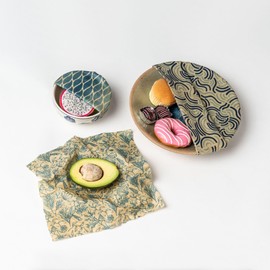 SUPERBEE Beeswax Wrap for Food, Set of 3 Bees Wax Wraps, Reusable for Wrapping Vegetables, Cheese Paper, Bowl Covers and Sandwich Wrapping Paper, Beeswax Food Wrap (Ocean)