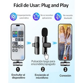 Bebeay 2 Pack Micrófono Inalámbrico para Celular-Negro