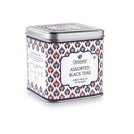 Octavius Black Tea Assortment Variety Pack Gift Box | 25 Enveloped Tea Bags in 3 Assorted Black Tea Flavors | Tea Bags Sampler Assortment Box | Tea Gift for Tea Lovers, Family, Friends, Coworkers