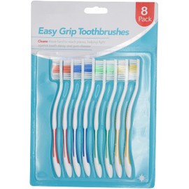 DentaGlo Easy Grip Toothbrushes Assorted Colours - Pack of 8