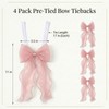 PASDUCHAS 4 Pack French Silky Bow Curtain Tiebacks, Pink Ribbon
